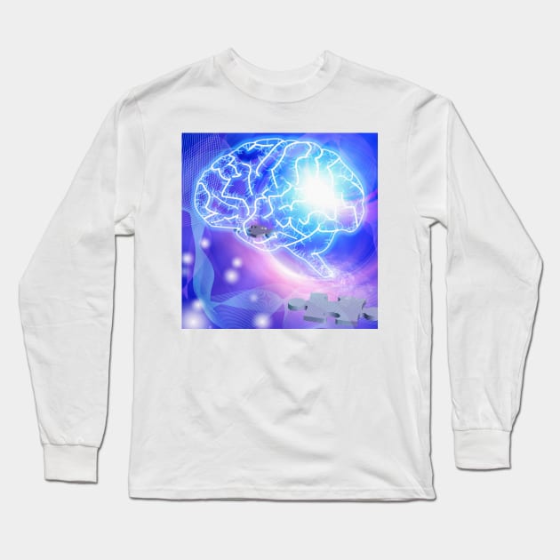 Human brain and puzzle Long Sleeve T-Shirt by rolffimages